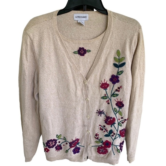 Alfred Dunner Floral Cardigan Sweater Women’s Size Large - Picture 1 of 5